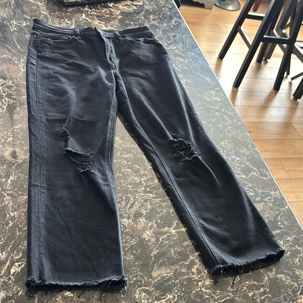 Flying Monkey Black Distressed Straight Leg Jeans